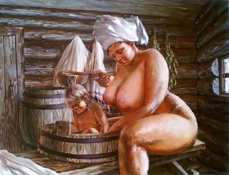 Женщина в бане картина